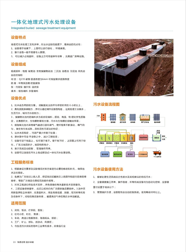 一體化地理式污水處理設備